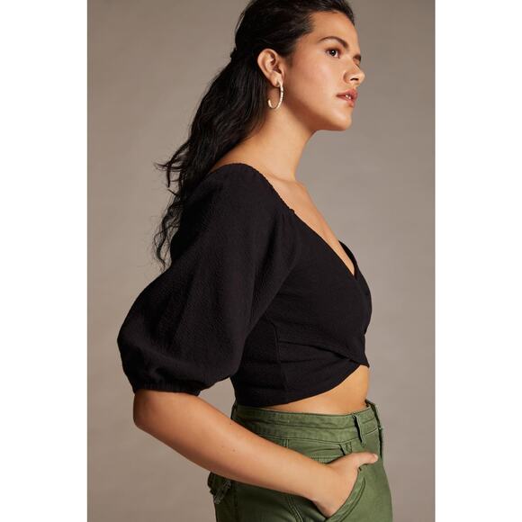 Anthropologie Maeve Cross-Front Puff-Sleeve Top - New - Size Large - Picture 3 of 6